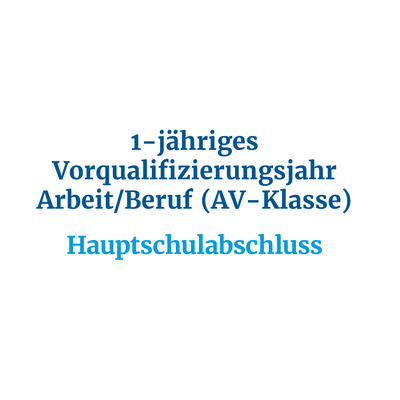 Ein Plakat beschreibt das einjährige Vorqualifizierungsjahr für die AV-Klasse und den Hauptschulabschluss.
