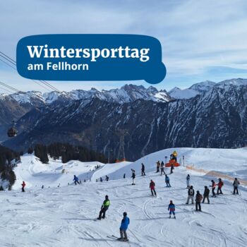 Skifahrer genießen einen sonnigen Wintersporttag am Fellhorn mit spektakulärer Bergkulisse im Hintergrund.