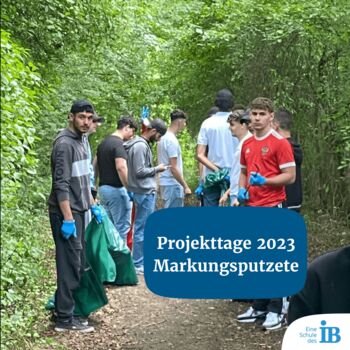 Projekttage 2023 Markungsputzete - junge Männer beim Müllsammeln im Grünen